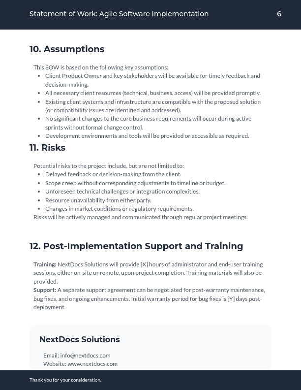 Agile Software Implementation SOW — Phase 2