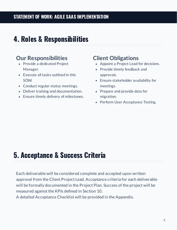 SaaS Agile Implementation SOW for SMBs