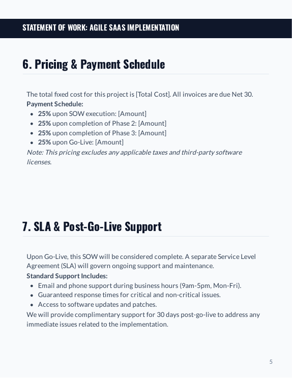 SaaS Agile Implementation SOW for SMBs