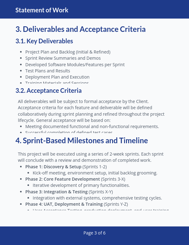 Enterprise Software Implementation SOW - Agile