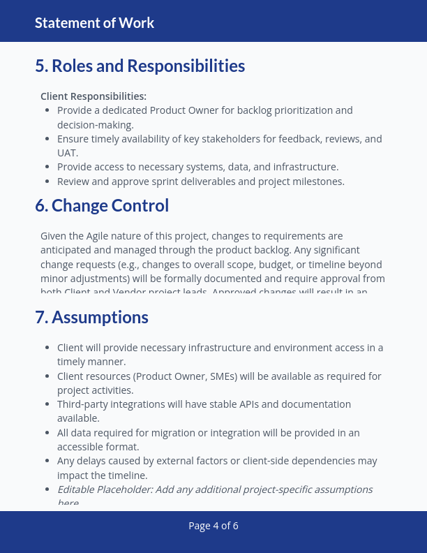 Enterprise Software Implementation SOW - Agile