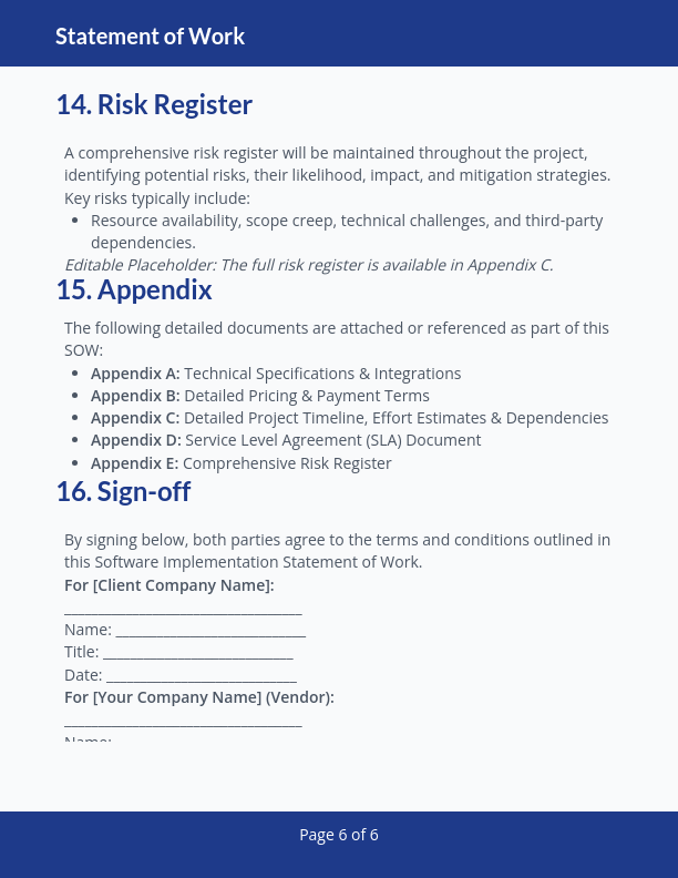 Enterprise Software Implementation SOW - Agile