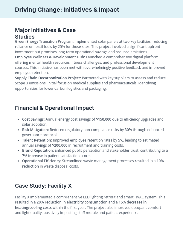 Annual ESG Whitepaper for Healthcare Providers