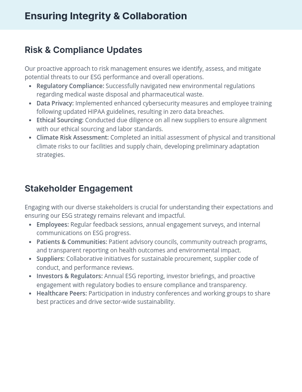 Annual ESG Whitepaper for Healthcare Providers