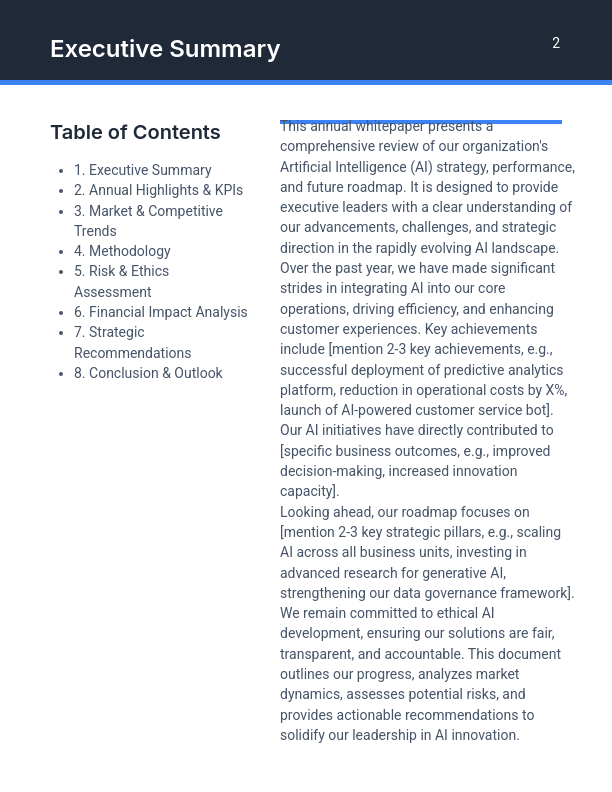 Annual AI Strategy Whitepaper for Execs