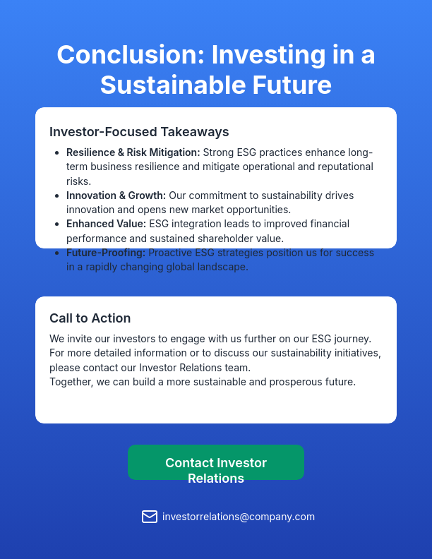 Annual ESG Impact Report for Investors