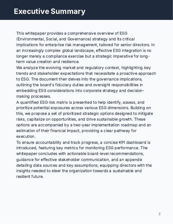 Board-Level ESG Strategy & Risk Brief