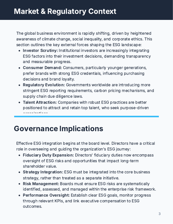 Board-Level ESG Strategy & Risk Brief