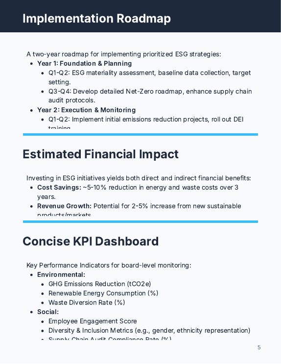 Board-Level ESG Strategy & Risk Brief