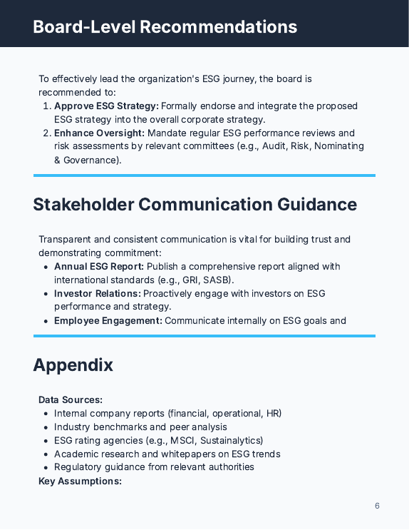Board-Level ESG Strategy & Risk Brief
