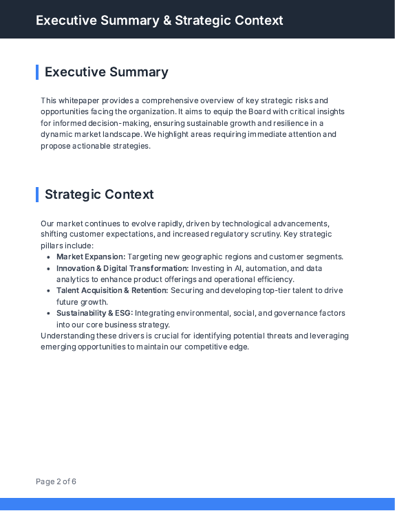 Board Strategic Risk & Opportunity Brief