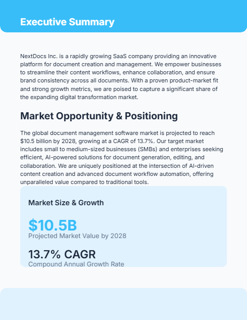 Investor-Focused Company Overview (SaaS)