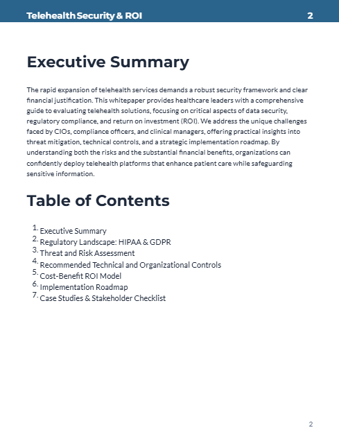 Telehealth Security & ROI Whitepaper