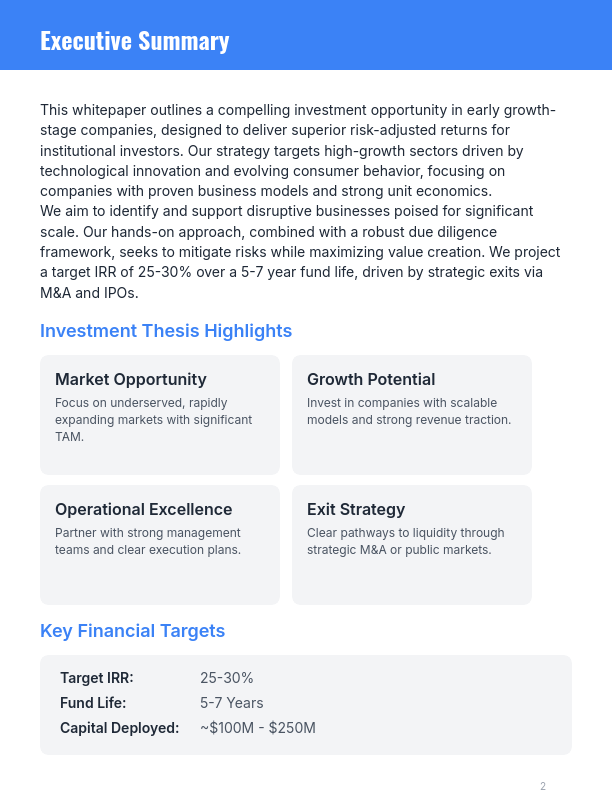 Return Thesis for Early Growth Investors