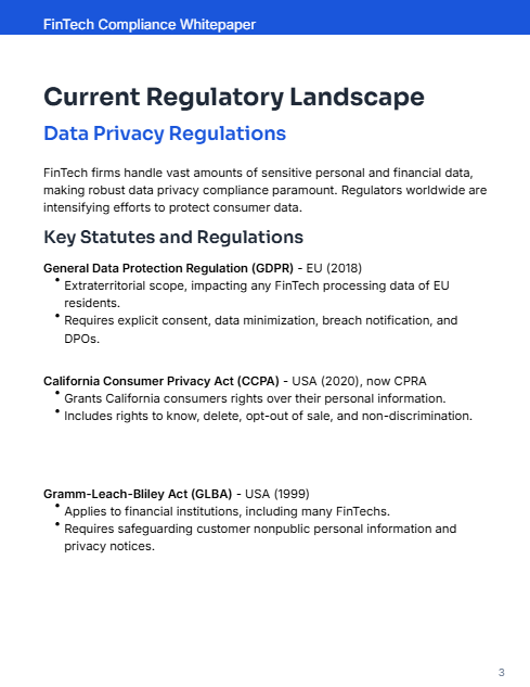 FinTech Regulatory Compliance: Privacy & AML