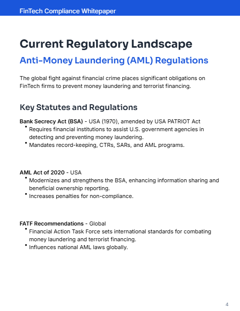 FinTech Regulatory Compliance: Privacy & AML
