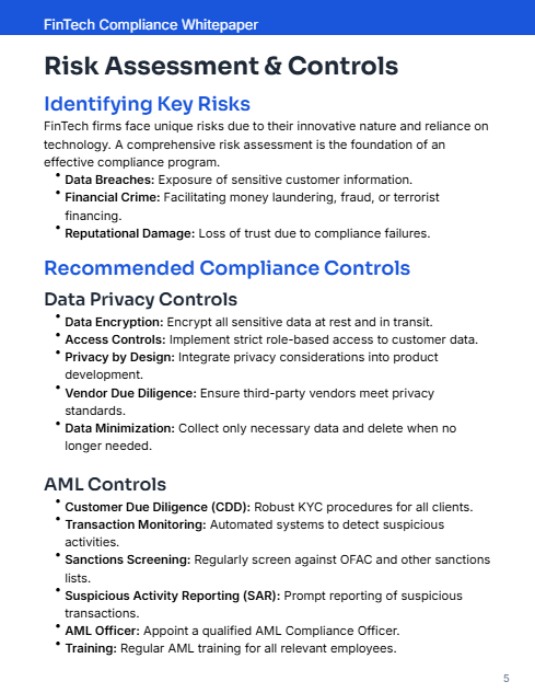 FinTech Regulatory Compliance: Privacy & AML