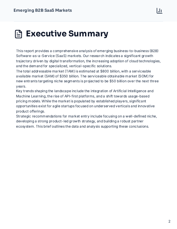 Emerging B2B SaaS Market Research Brief
