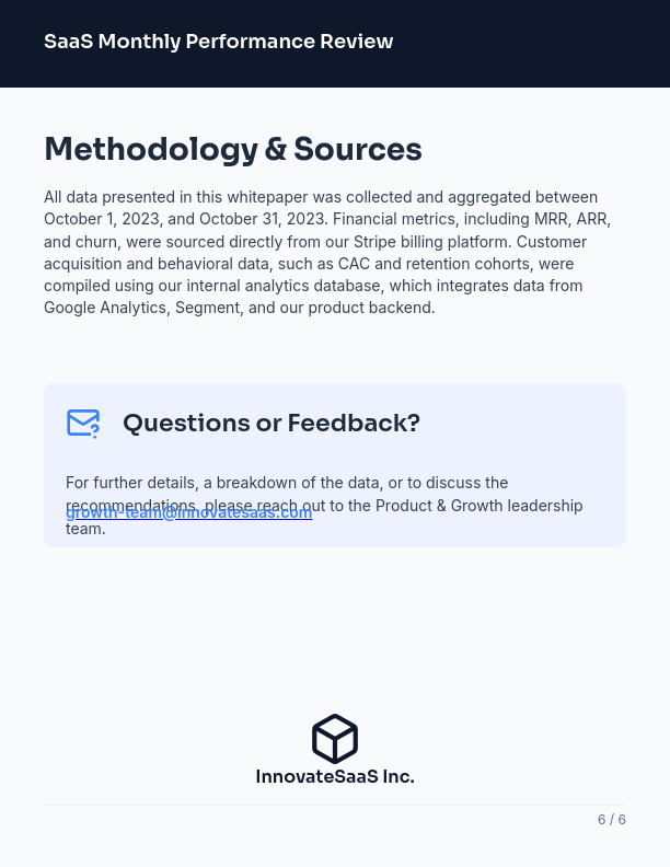 Monthly SaaS Growth Metrics Brief