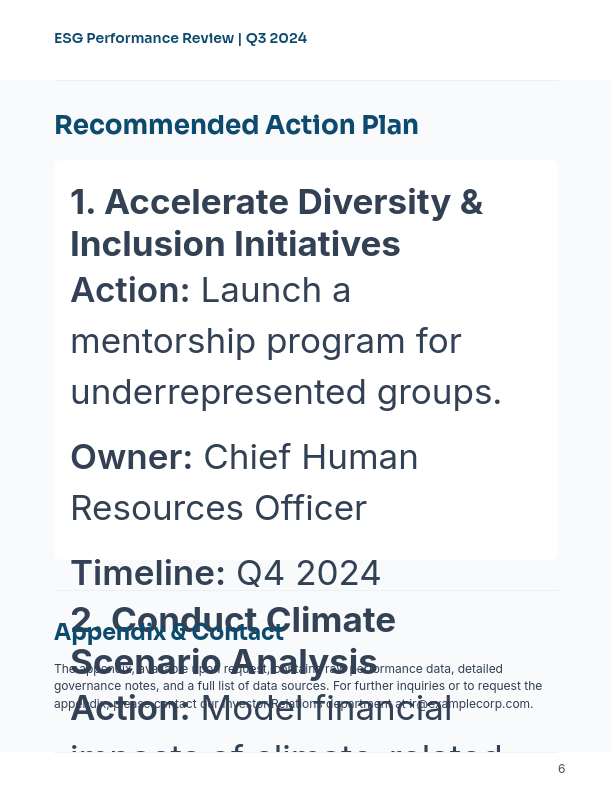 Quarterly ESG Performance & Strategy Brief