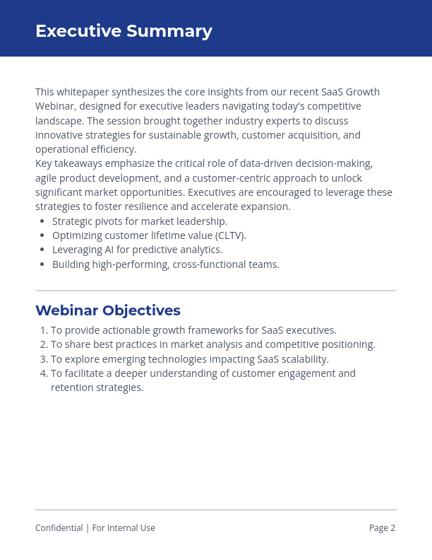 SaaS Growth Webinar Whitepaper for Executives