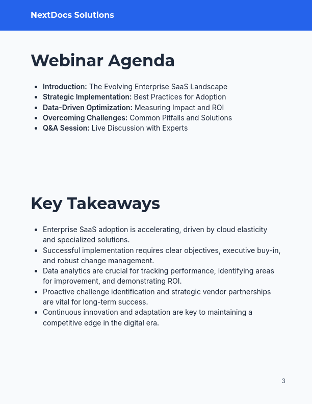 Enterprise SaaS Webinar Whitepaper Guide