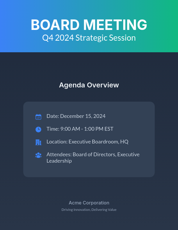 Corporate Governance Quarterly Board Agenda