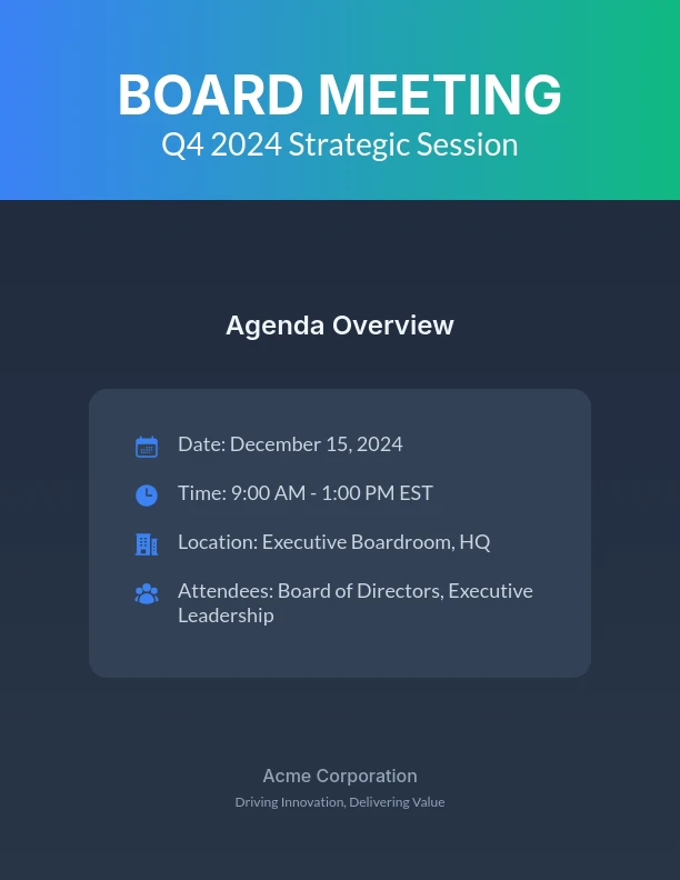 Corporate Governance Quarterly Board Agenda