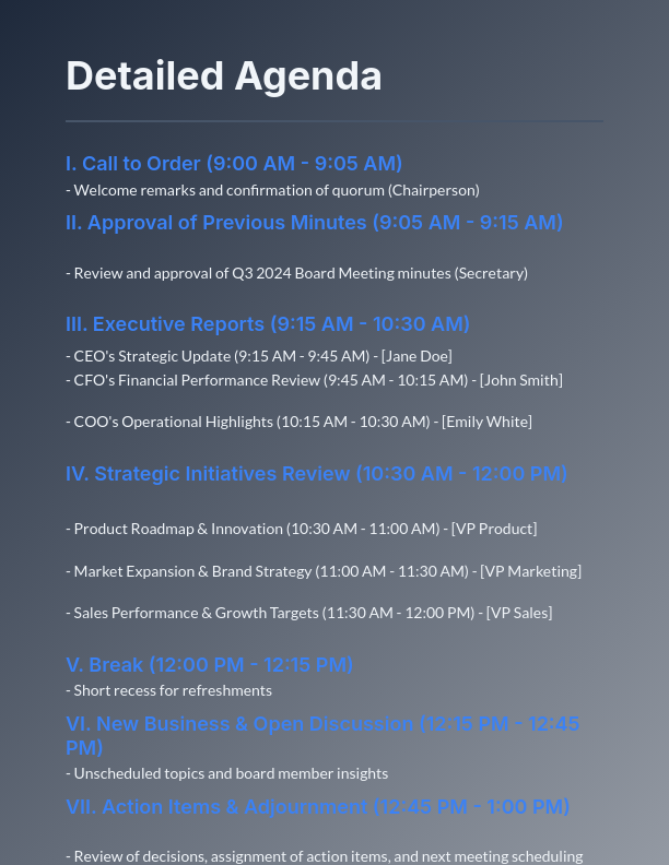 Corporate Governance Quarterly Board Agenda