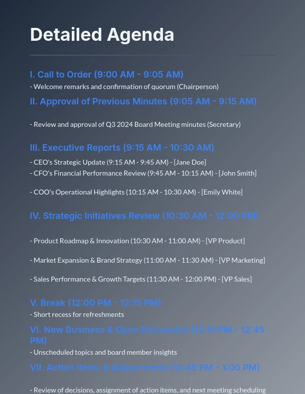 Corporate Governance Quarterly Board Agenda