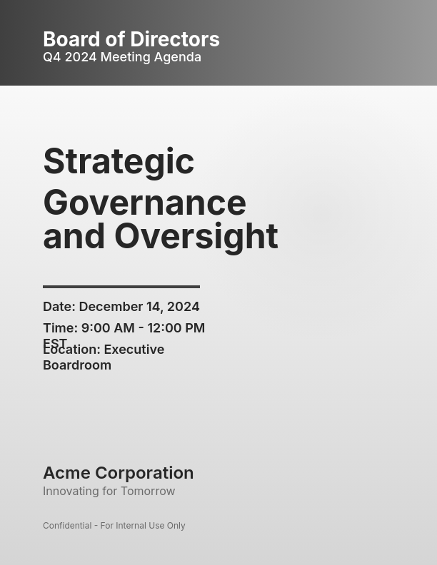 Strategic Quarterly Board Meeting Agenda