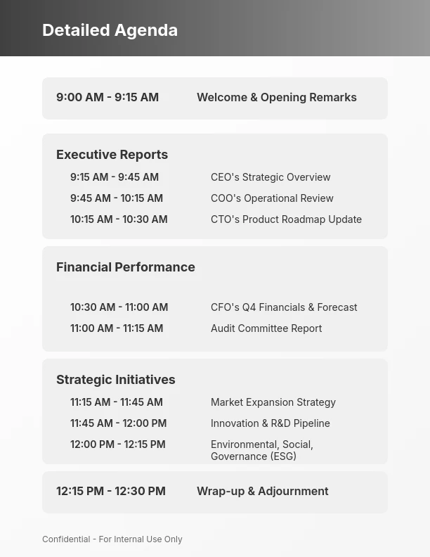 Strategic Quarterly Board Meeting Agenda