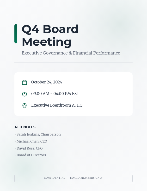 Strategic Quarterly Board Meeting Agenda
