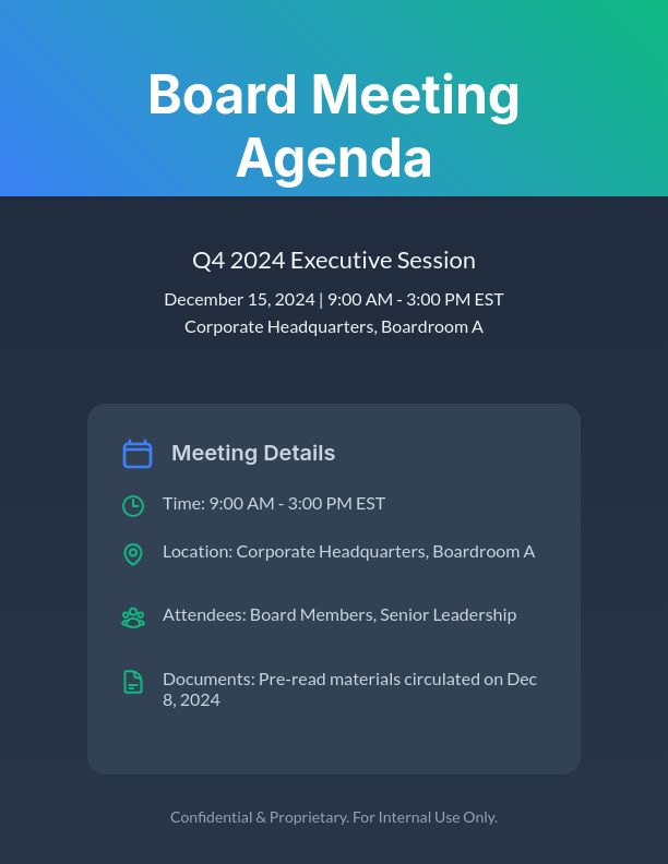 Quarterly Board Meeting Strategic Agenda