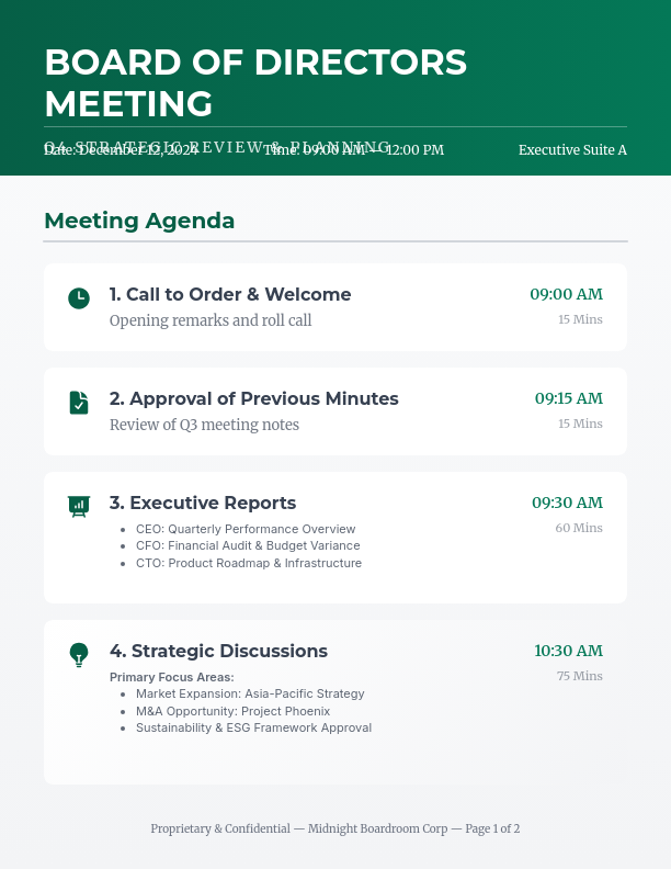 Quarterly Executive Board Strategy Agenda