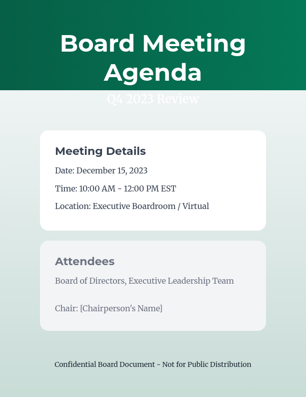 Executive Board Governance & Strategic Agenda