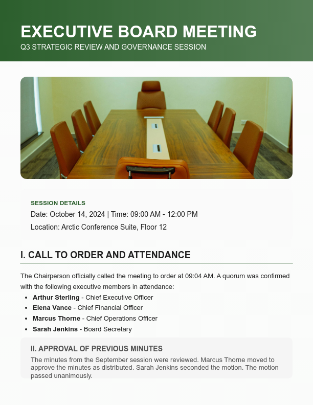 Quarterly Corporate Governance Schedule