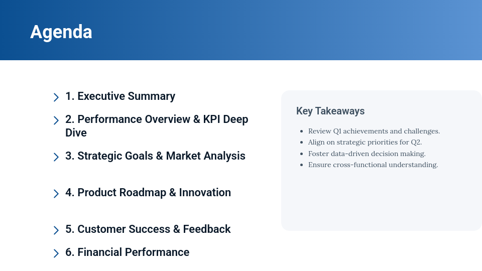 Strategic Quarterly Business Review Agenda
