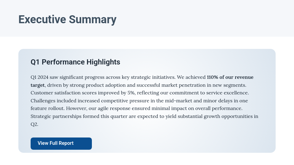 Strategic Quarterly Business Review Agenda