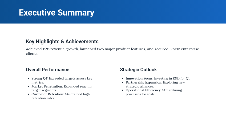 Strategic Quarterly Business Review Agenda