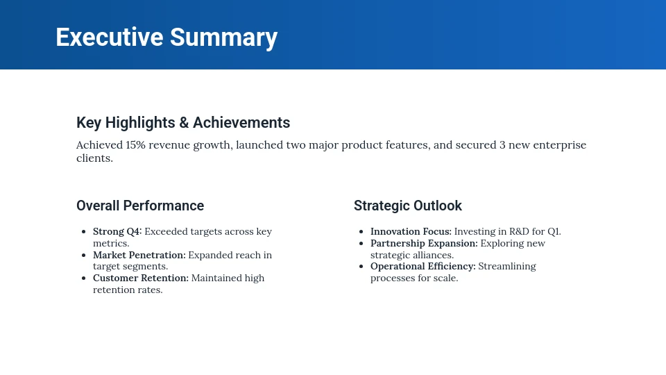 Strategic Quarterly Business Review Agenda
