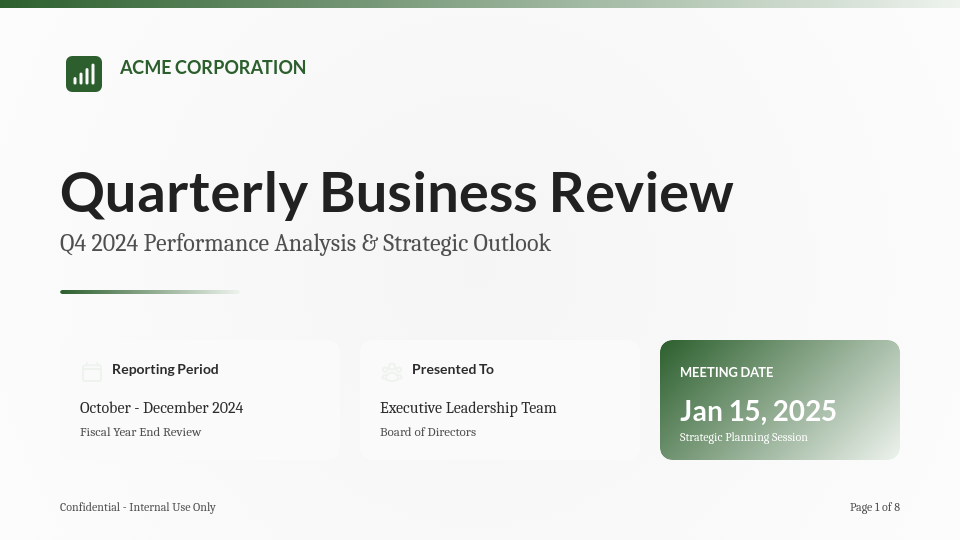 Quarterly Business Performance Review Agenda