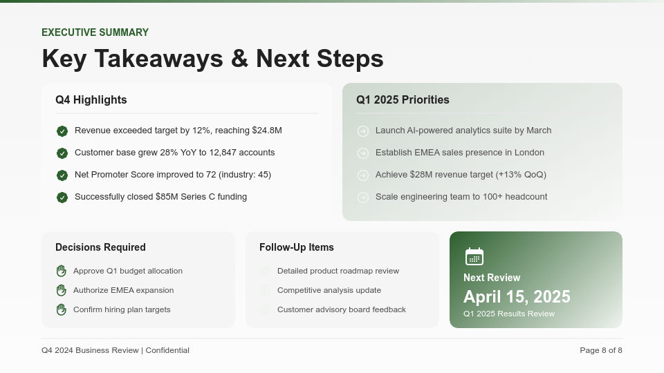 Quarterly Business Performance Review Agenda