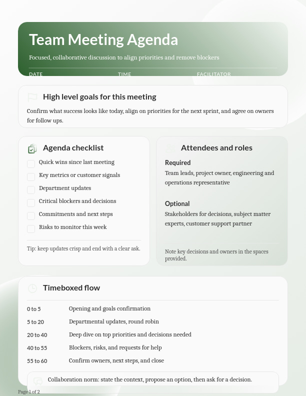 Weekly Team Alignment Strategy Planner