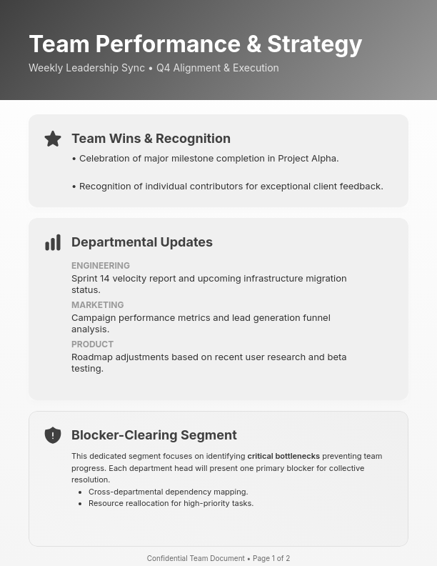 Strategic Team Alignment Agenda