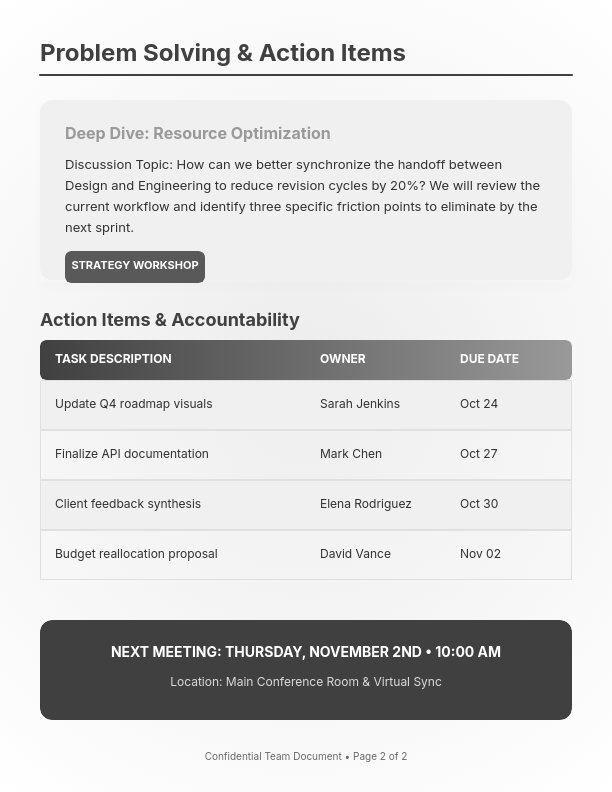 Strategic Team Alignment Agenda