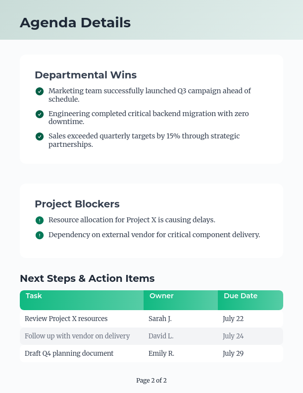 Weekly Team Sync and Strategy Session
