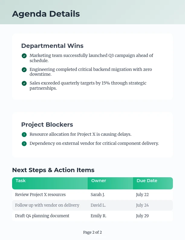 Weekly Team Sync and Strategy Session