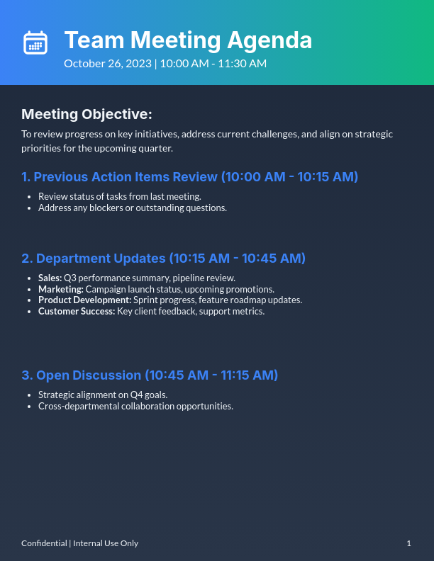 Collaborative Team Sync and Action Plan