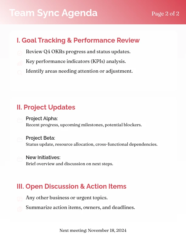 Strategic Weekly Team Alignment Sync